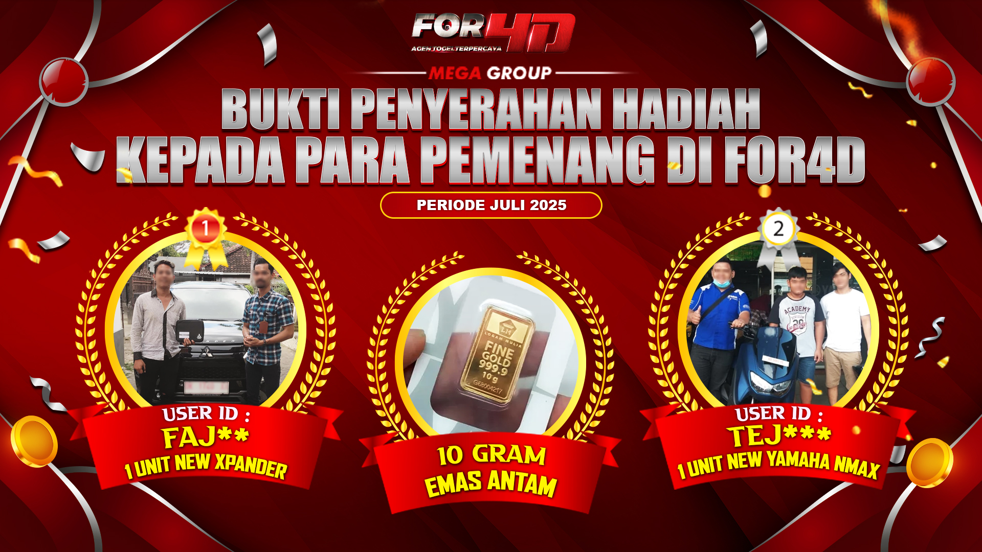 Selamat Kepada Member Setia FOR4D Sudah Memenangkan Satu Unit Mobil New Xpander